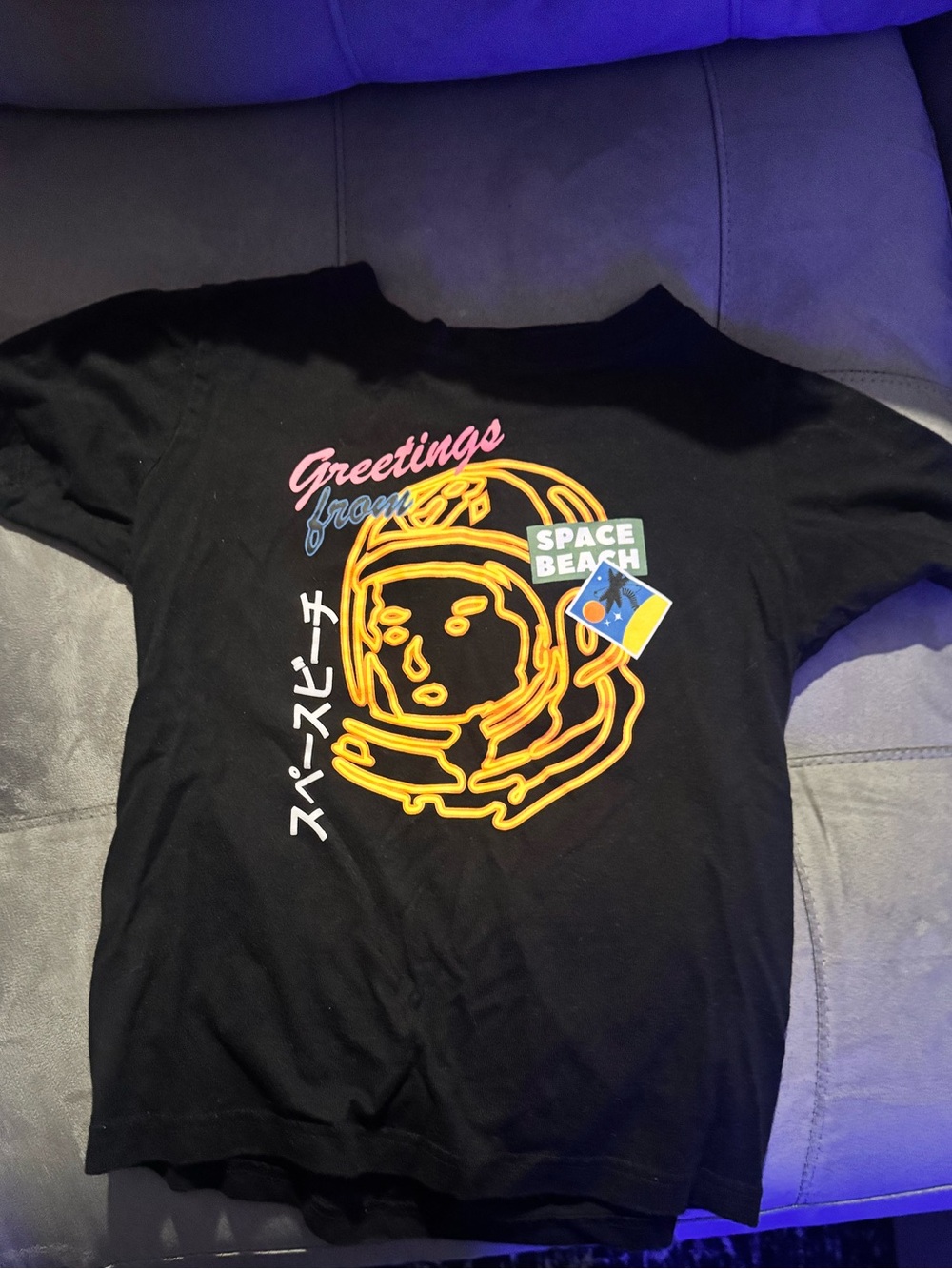 Billionaire Boys Club Black Tee with Neon Yellow Astronaut & Pink Script